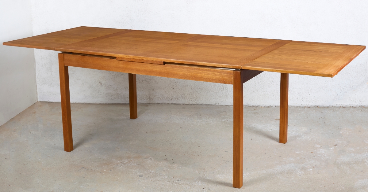 teak draw leaf table