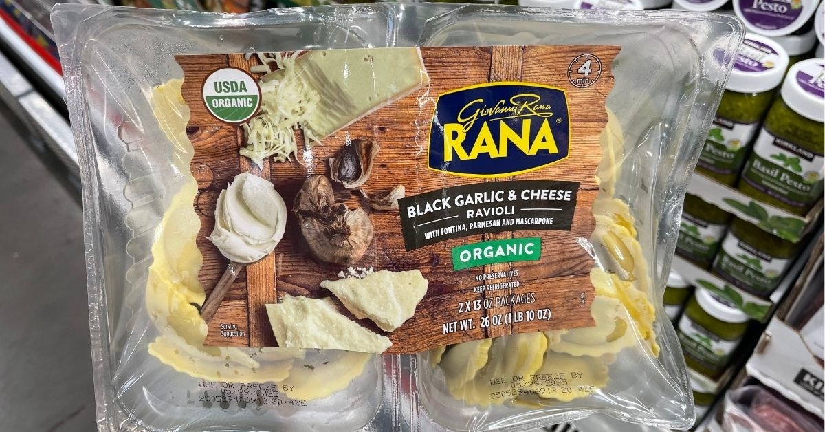 black garlic and cheese ravioli