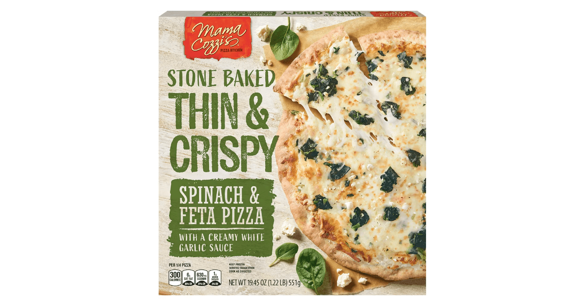 Mama Cozzi Stone Baked Thin & Cripsy spinach and feta pizza