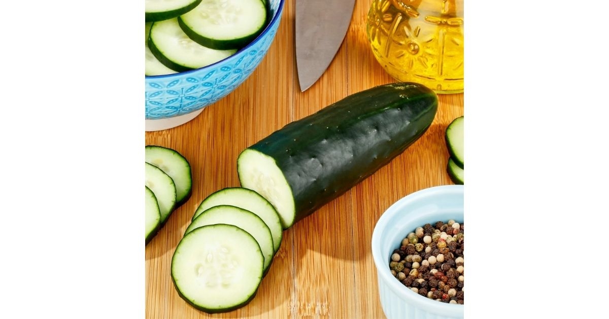 sliced cucumber with a knife