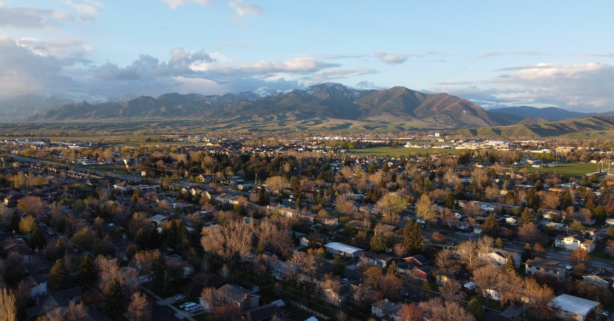 Beautiful landscape of the town Bozeman, Montana