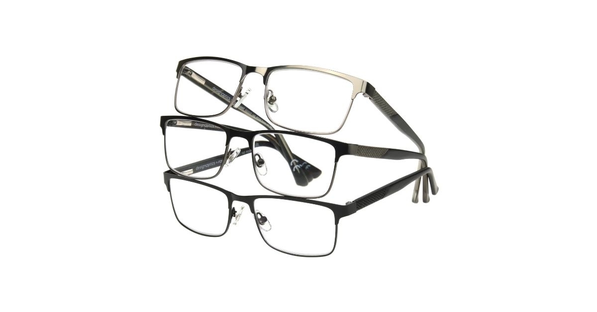 Design Optics by Foster Grant Kyne Full Metal Square Reading Glasses