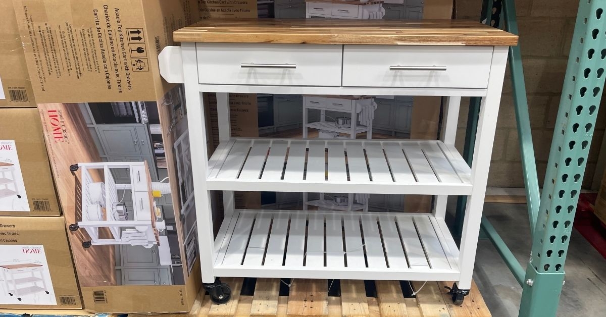 acacia kitchen cart