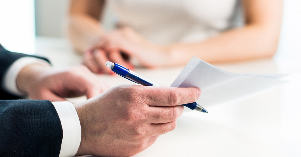 lawyer with client