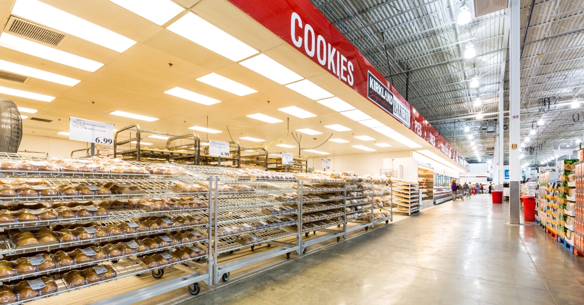 a view of bakery aisle in a costco store