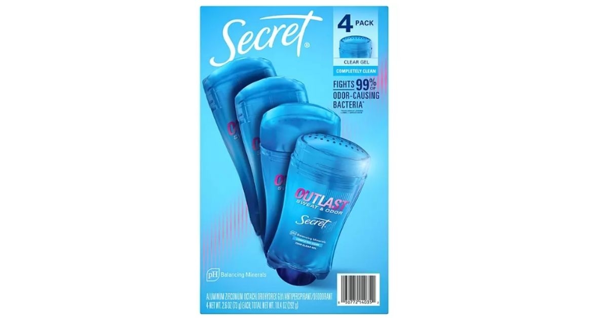 secret outlast clear gel deodorant 4 pack