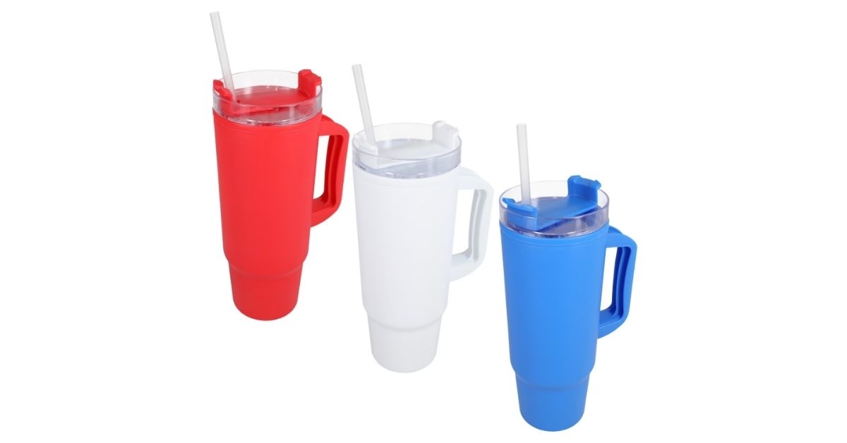 assorted tumbler with handle and straw
