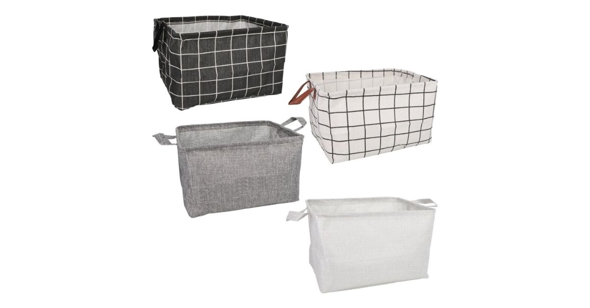 trendy neutral fabric storage bins with handles