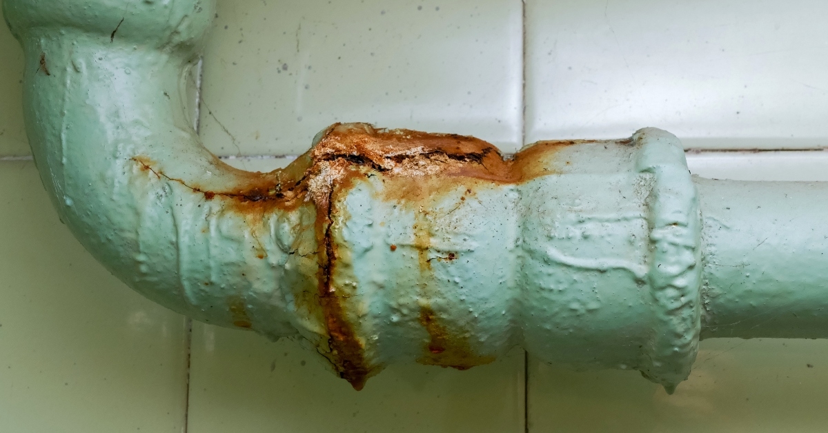 rusty cracked sewer pipe