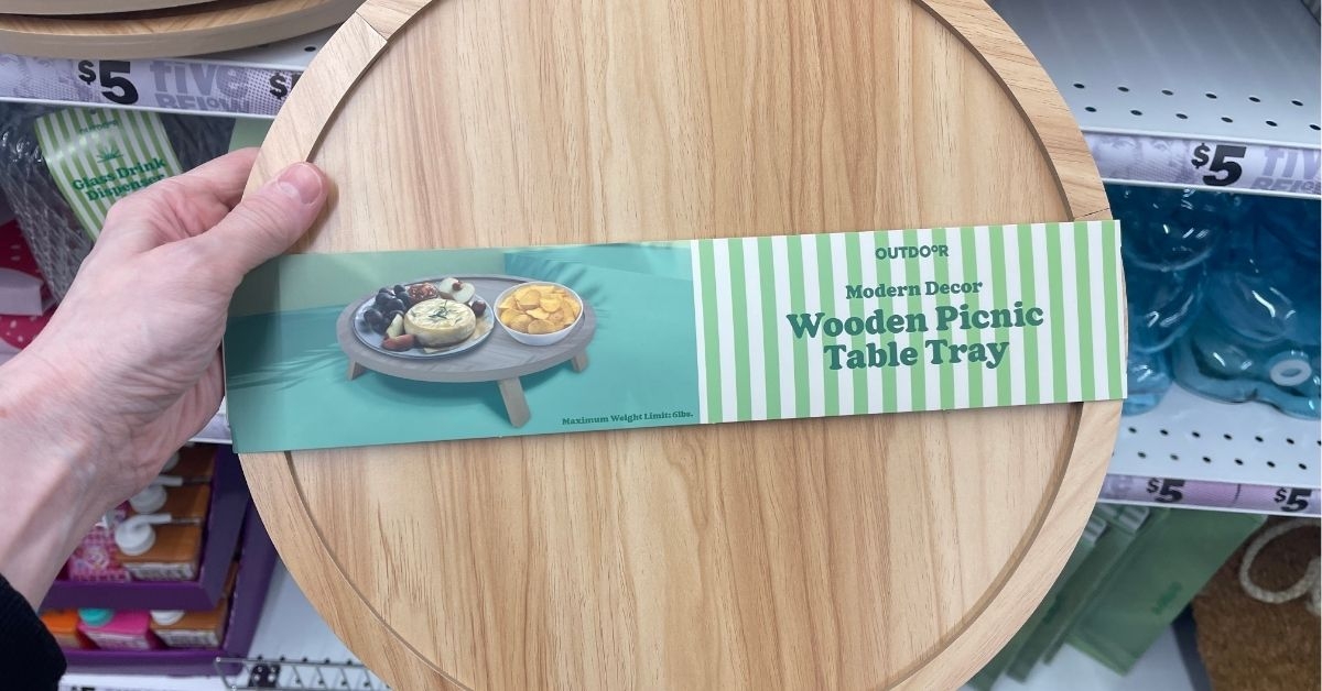 wooden picnic tray table
