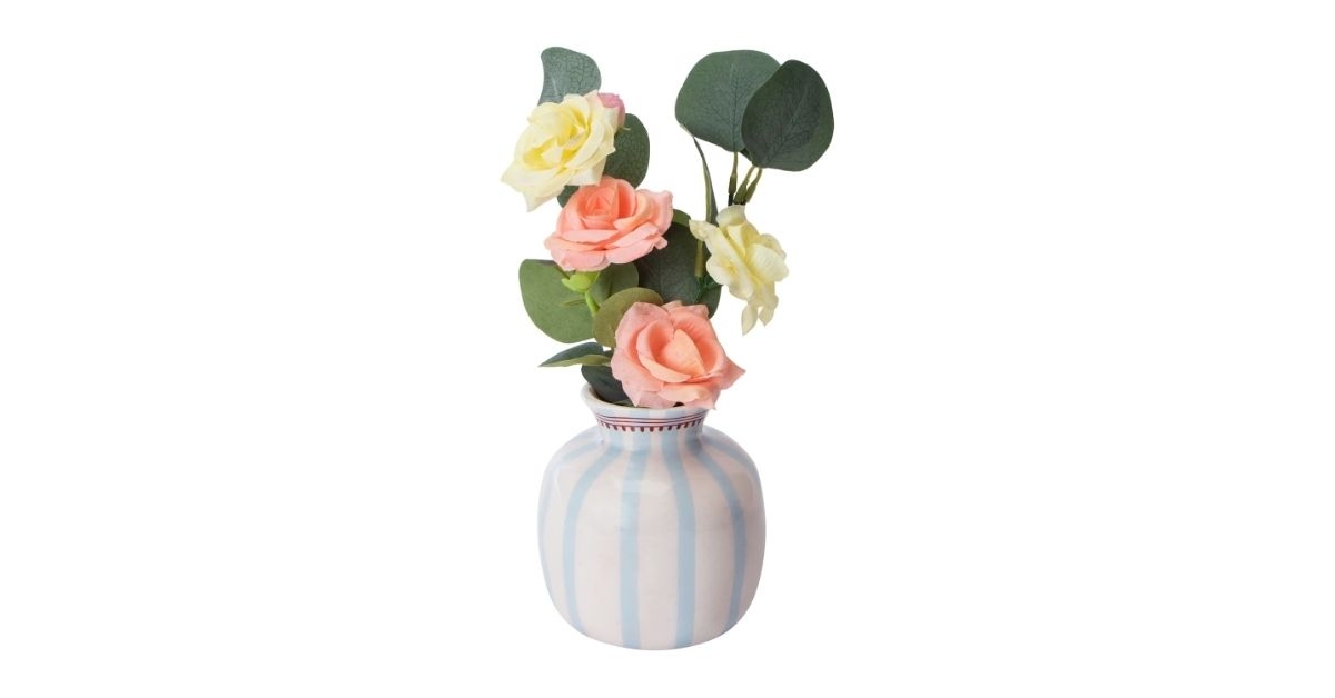 Striped Faux Flower Vase