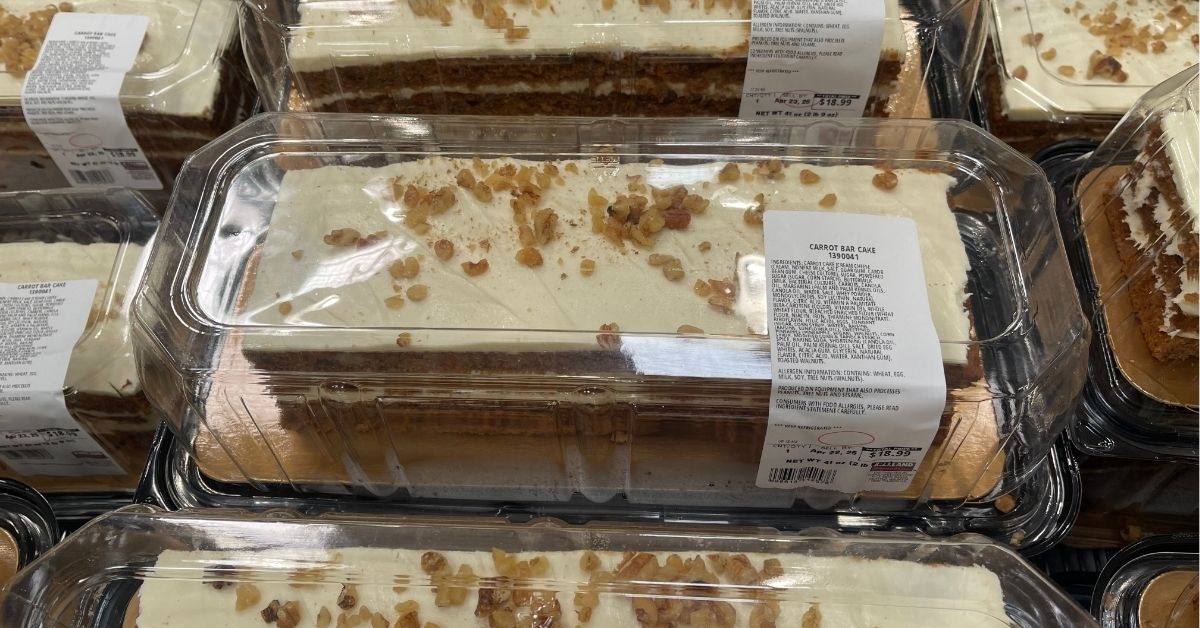 carrot bar cake in a plastic container