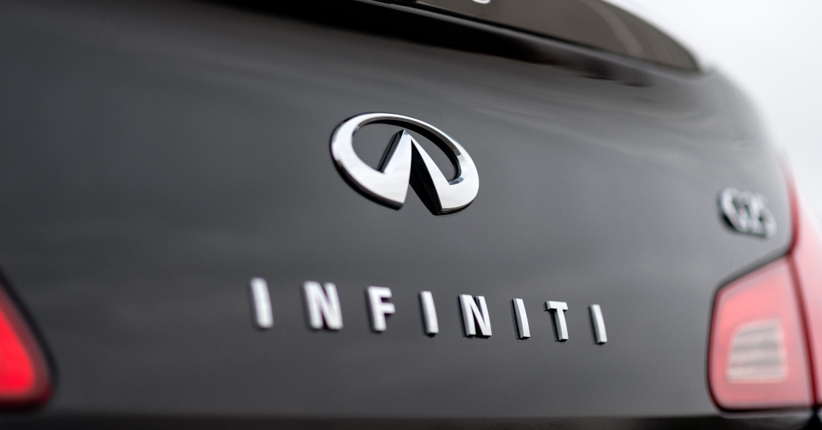 closeup logo Infiniti car with soft-focus