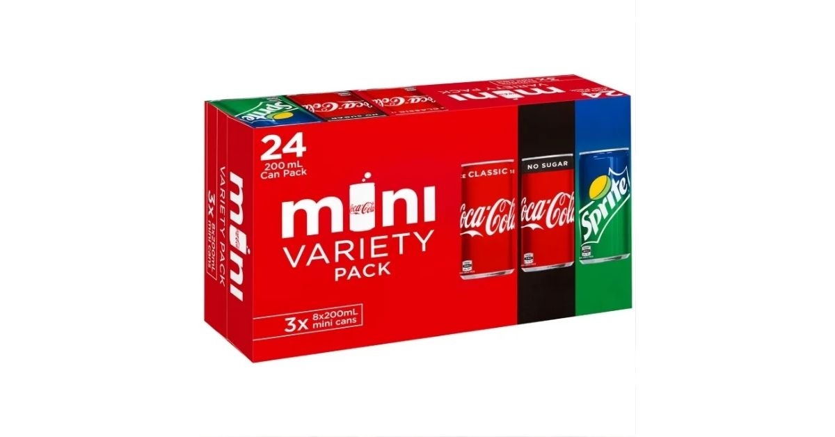 Variety Pack of 24 mini soda cans from Coca Cola