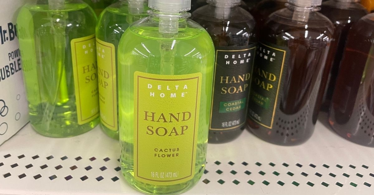a bottle of cactus flower hand soap