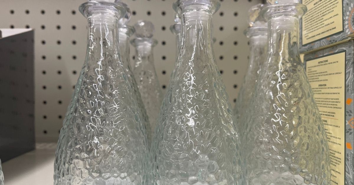 hammered glass bottles with stoppers
