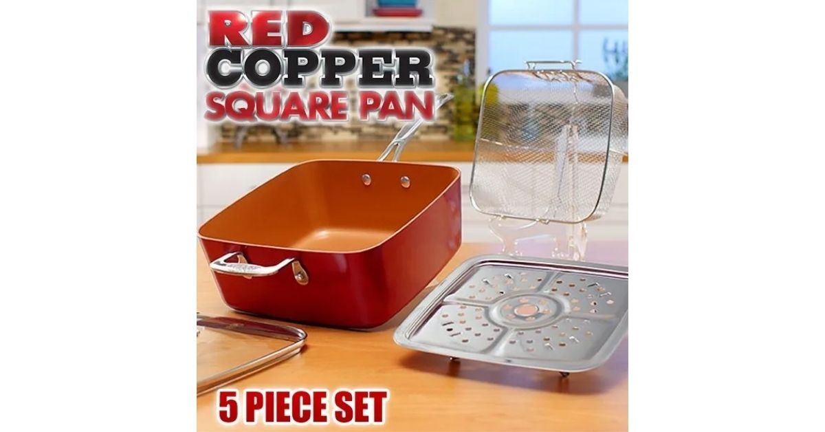 Red Copper Square Pan 