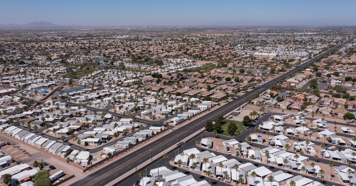 aerial view of housing in apache junction arizona