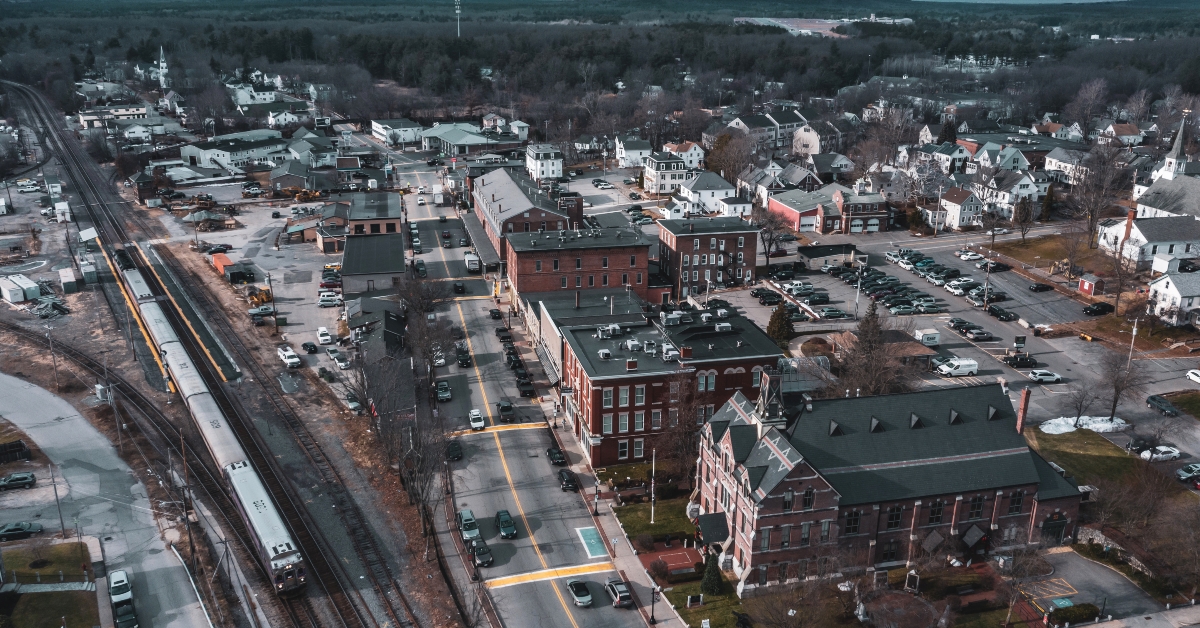 aerial view of the city ayer massachusetts