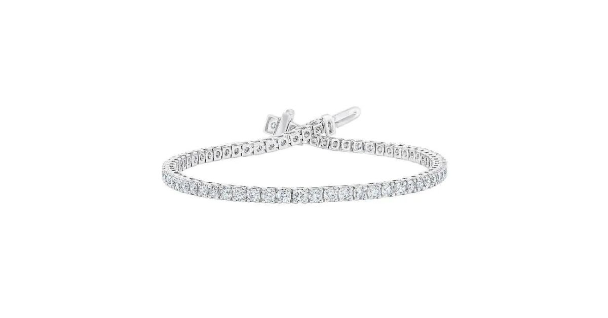 Round Brilliant VS2 Clarity, I Color Diamond Gold Tennis Bracelet