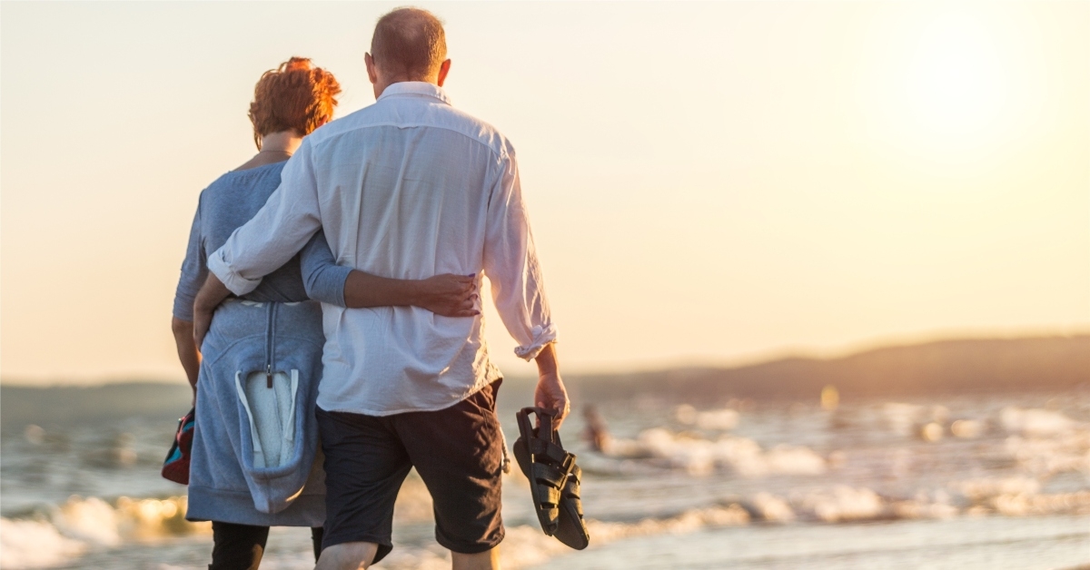 elderly couple having a moment