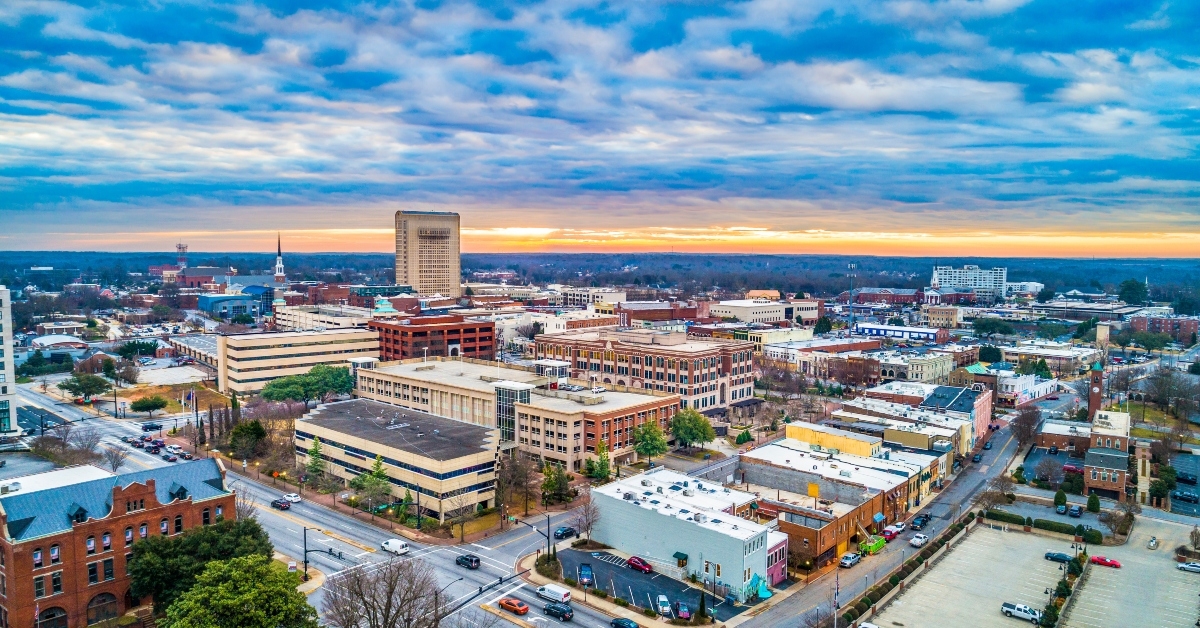 main street drone panorama