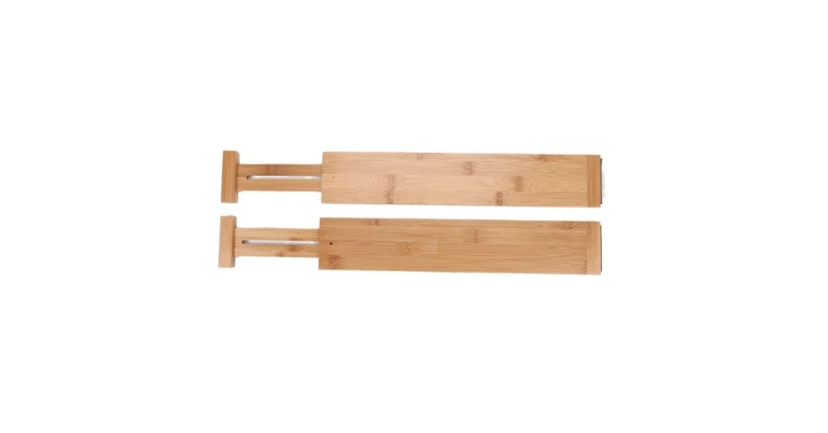 Better Homes & Gardens 2PC Bamboo Kitchen Organizer Expandable Drawer Dividers,