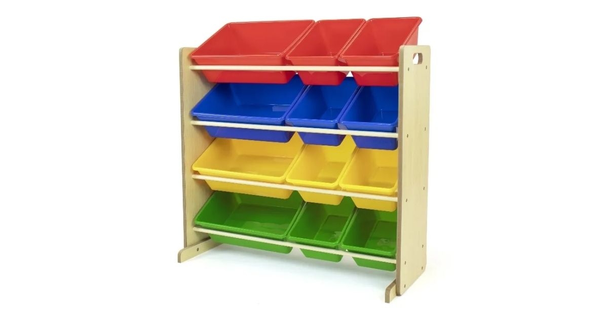 Humble Crew Primary Toy Storage Organizer with 12 Plastic Storage Bins