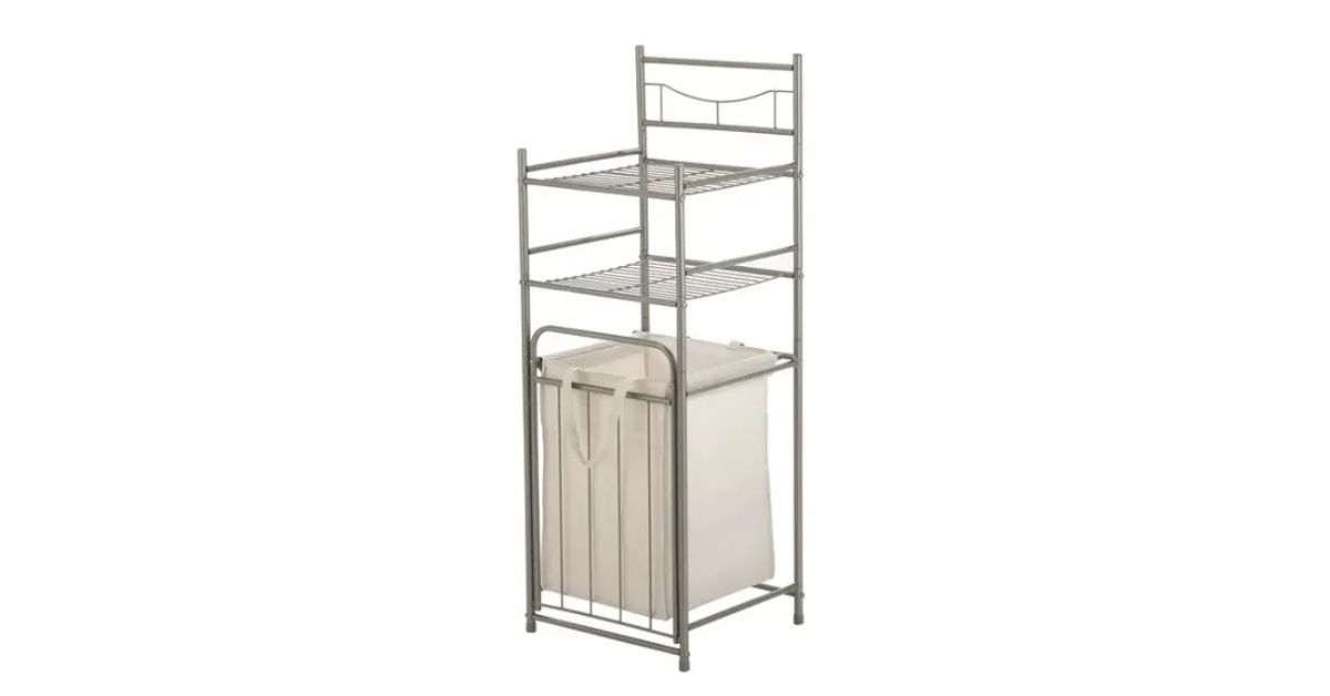 Mainstays 2-Shelf Steel Storage Shelf Unit with Hamper