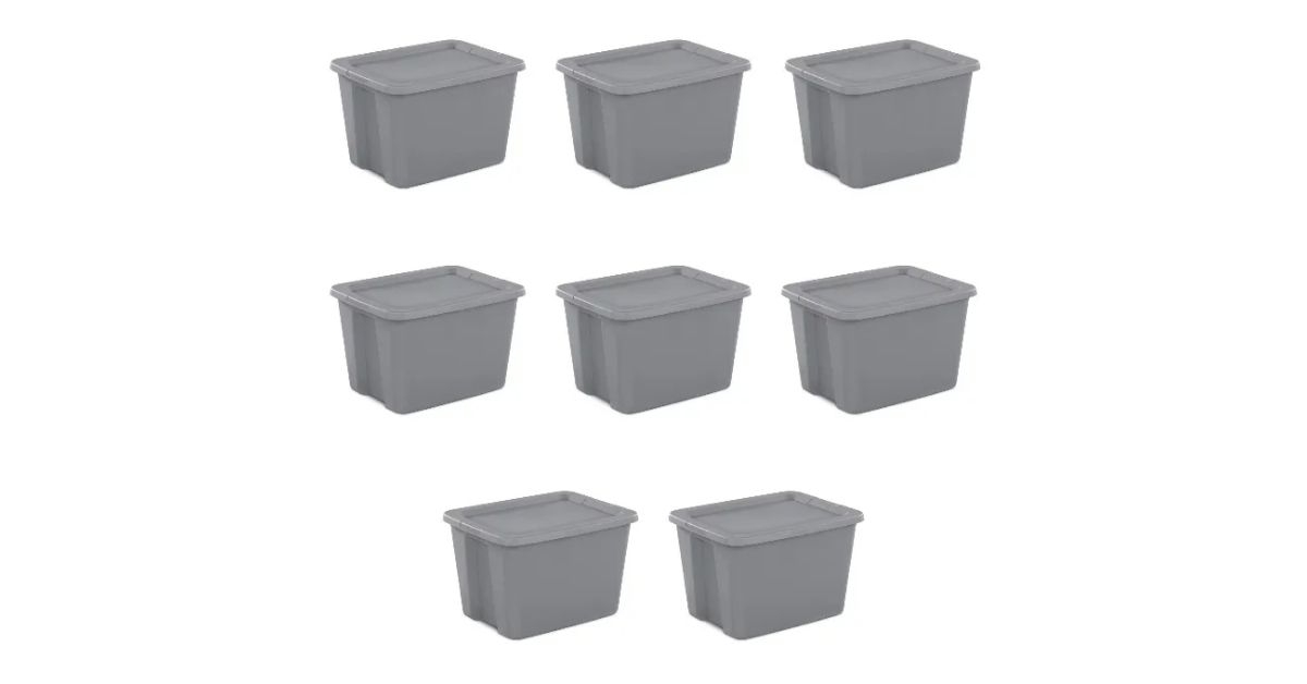 Sterilite 18 Gallon Tote, Plastic Storage Bin with Snap-on Lid