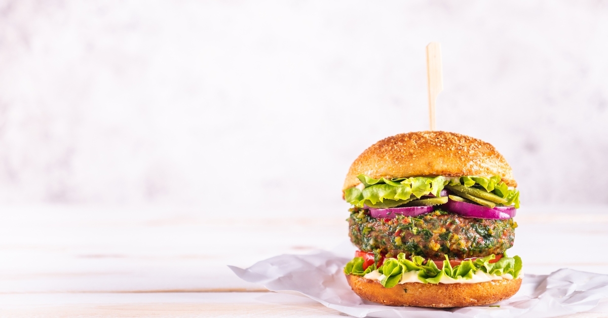 vegan burger on a white table
