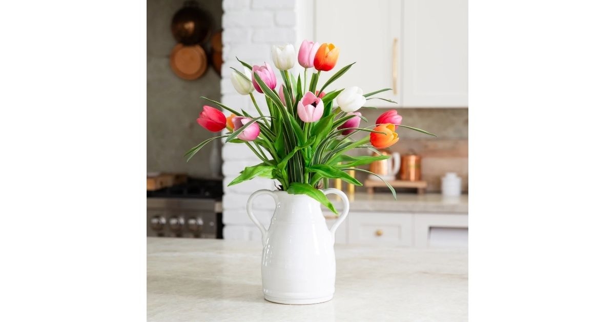 natural faux tulip arrangement