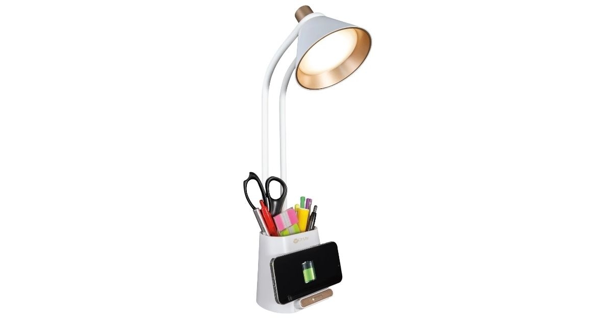led desk organizer lamp with wireless charging stand
