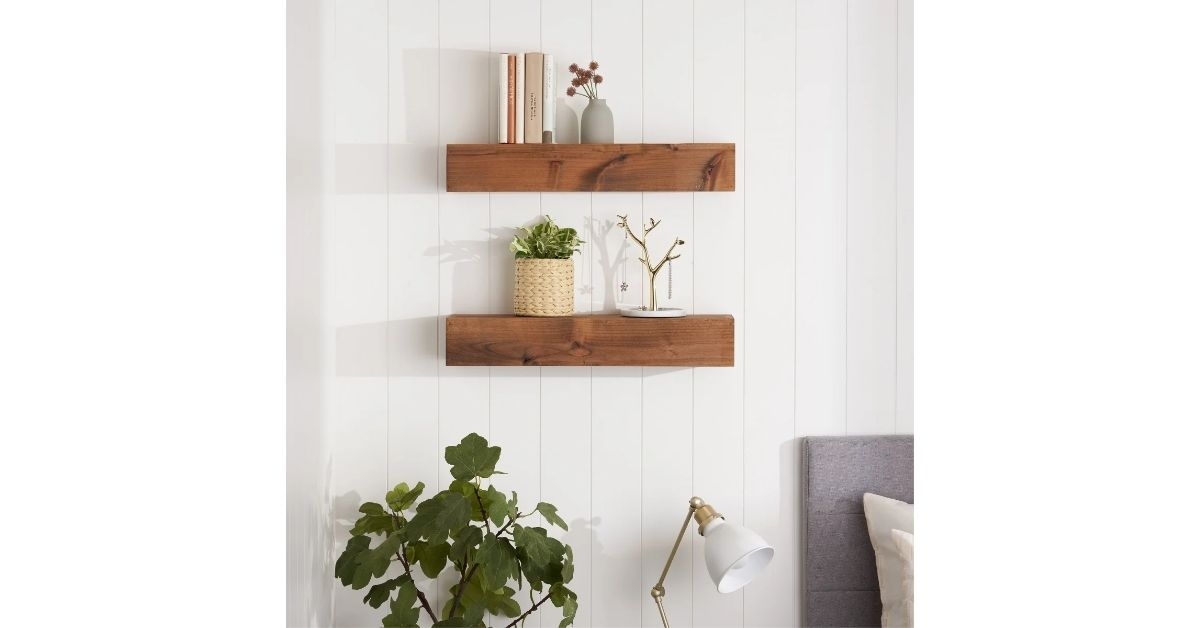floating shelf in walnut