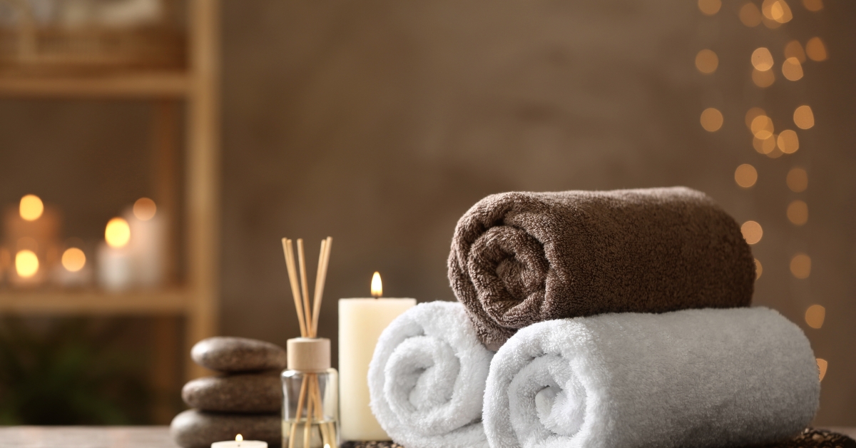 beautiful composition with spa stones