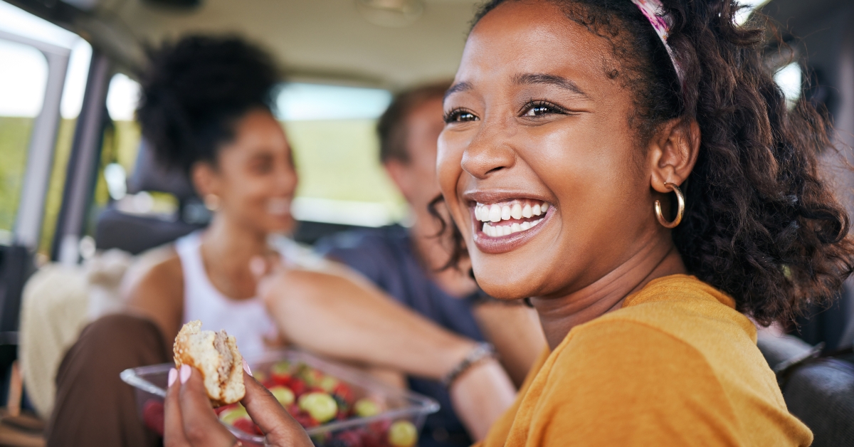 woman enjoying a healthy meal