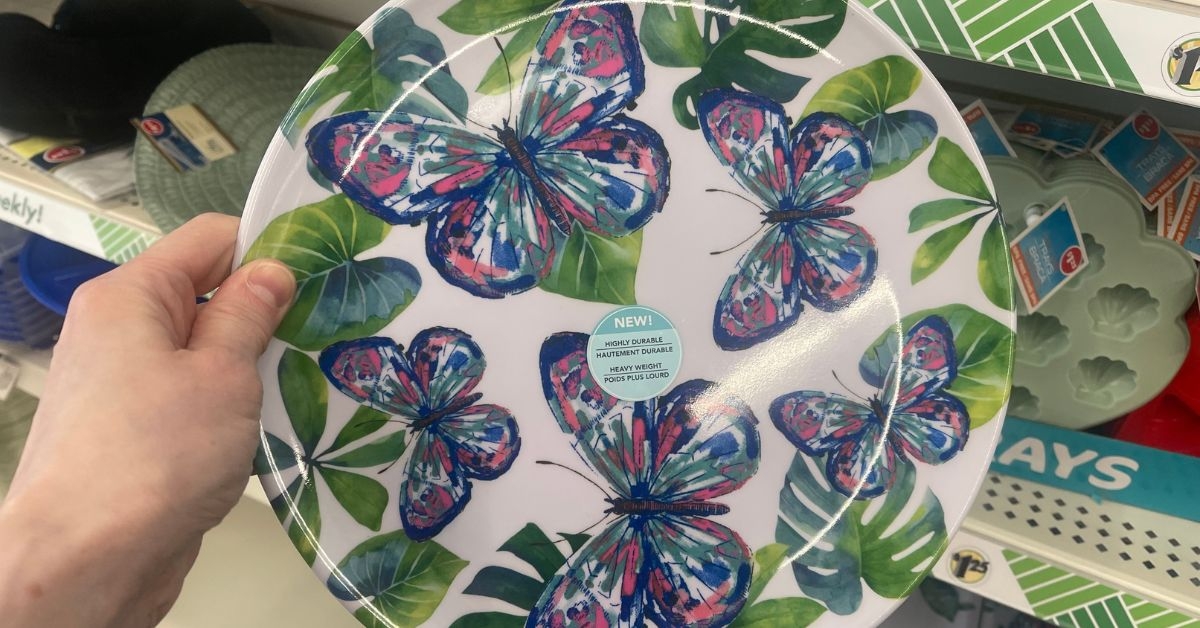 melamine round summer garden dinner plate