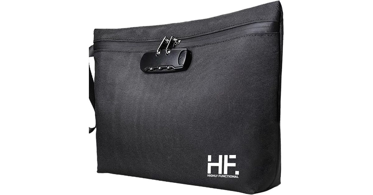 a black functional money travel bag
