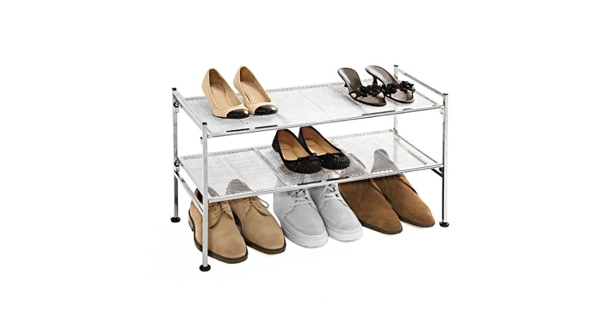 Seville Classics 2-Tier Steel Mesh Utility Shoe Rack