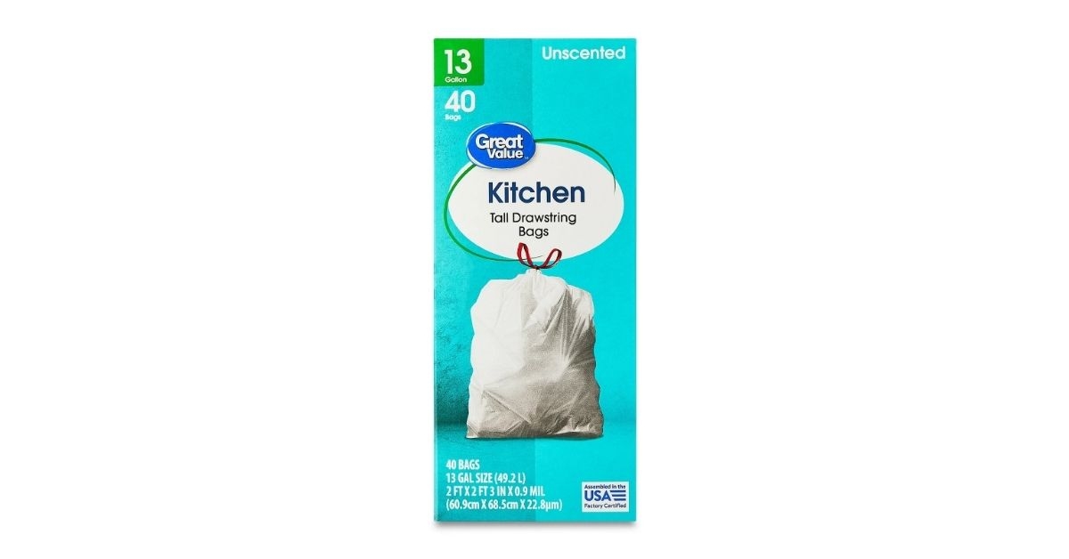 great value drawstring trash bag