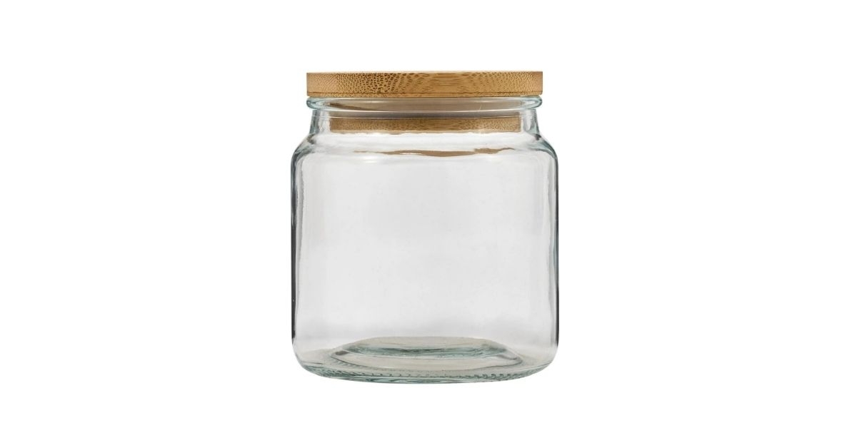 plaid surface glass jar with bamboo lid