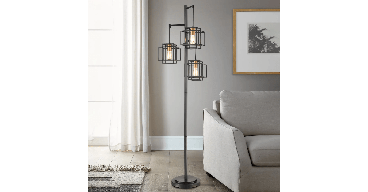 Kelsey Dual Square 3-Light Floor Lamp
