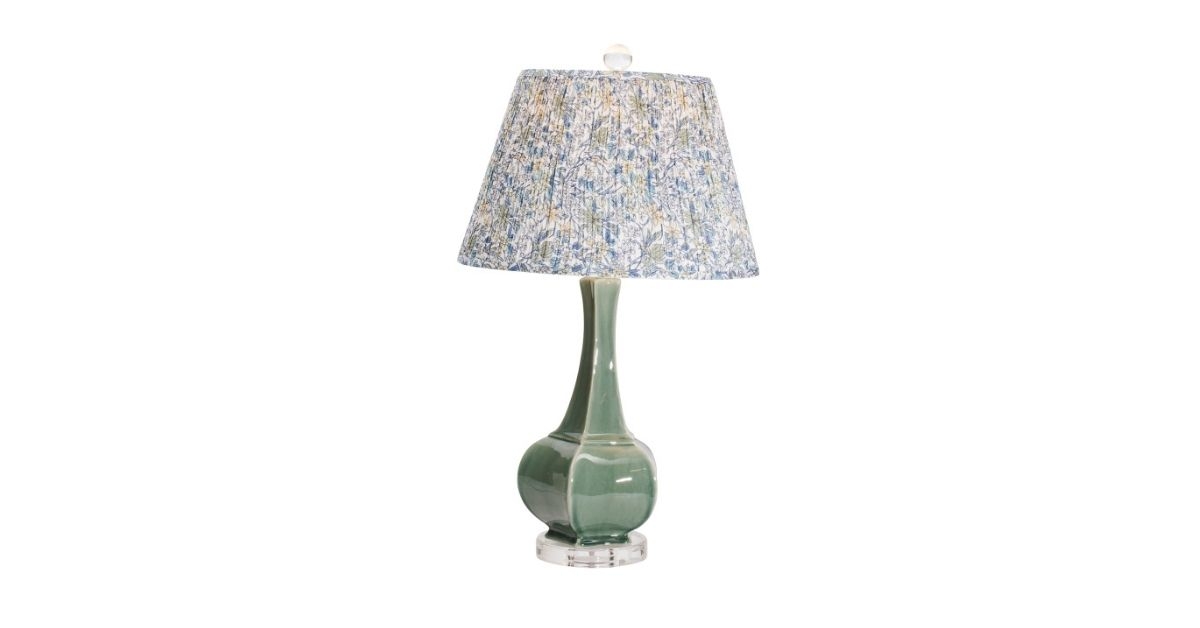 a green table lamp