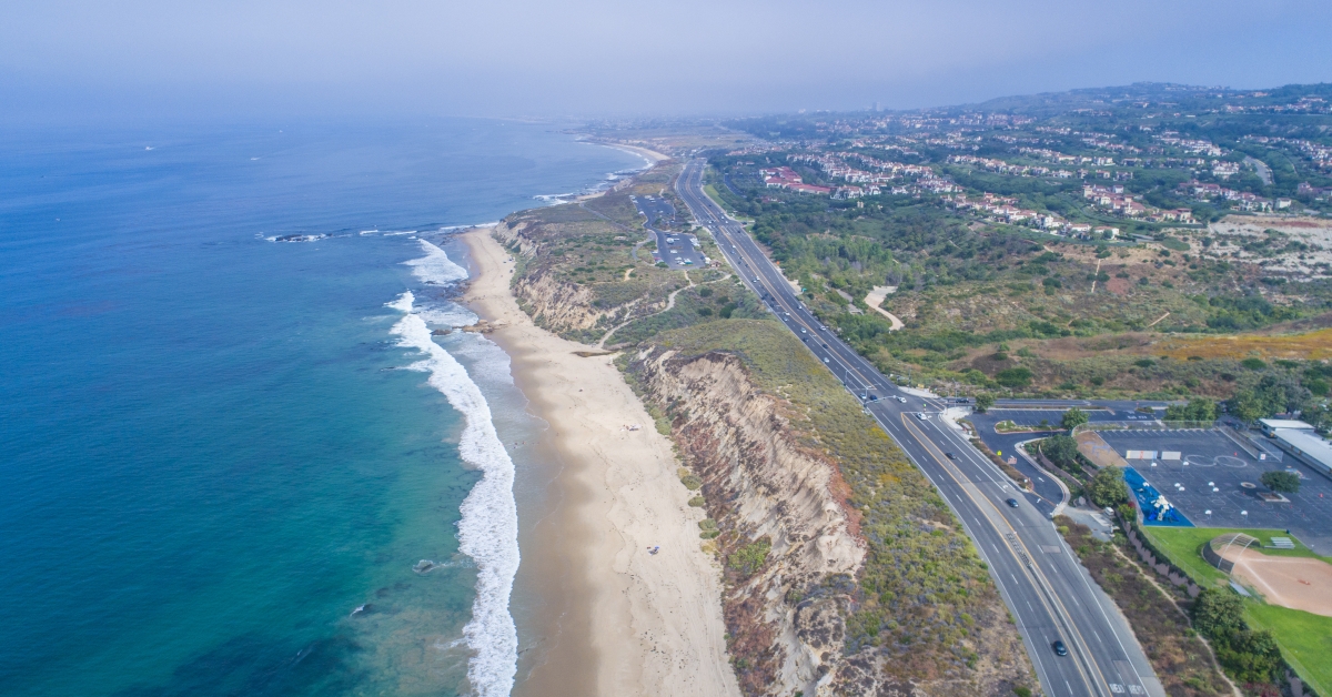 Aerial View of Beautiful Crystal Cove, Orange County