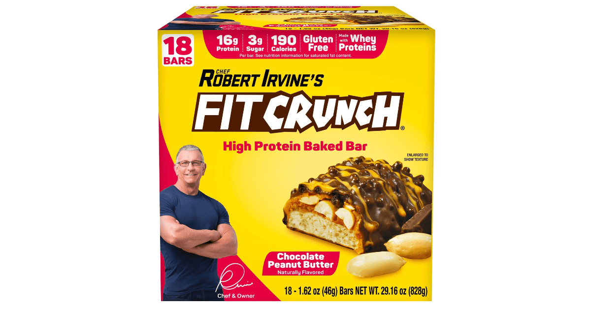 FITCRUNCH Protein Bars, 16g Protein, Chocolate Peanut Butter