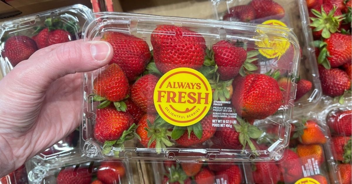 a pack of fresh strawberries