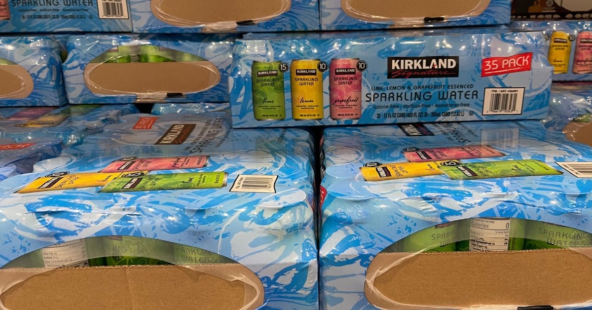 a pile of sparkling water