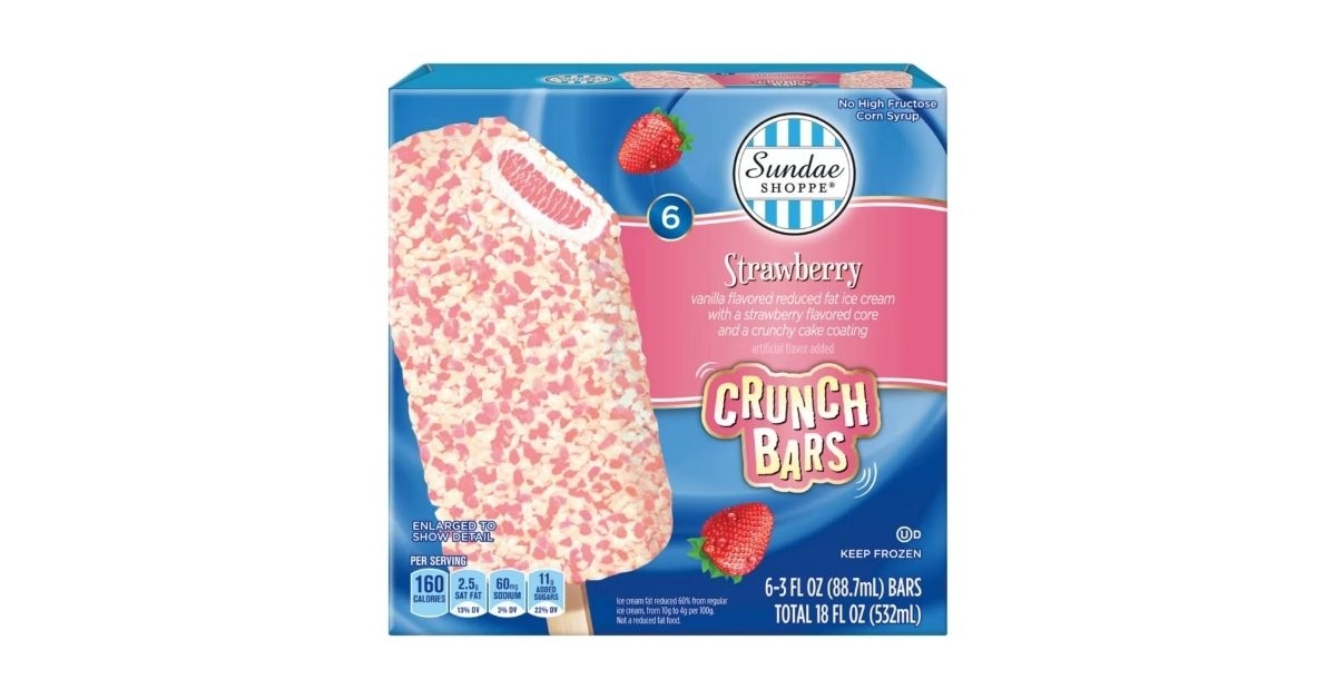 sundae shoppe strawberry flavor ice cream crunch bars