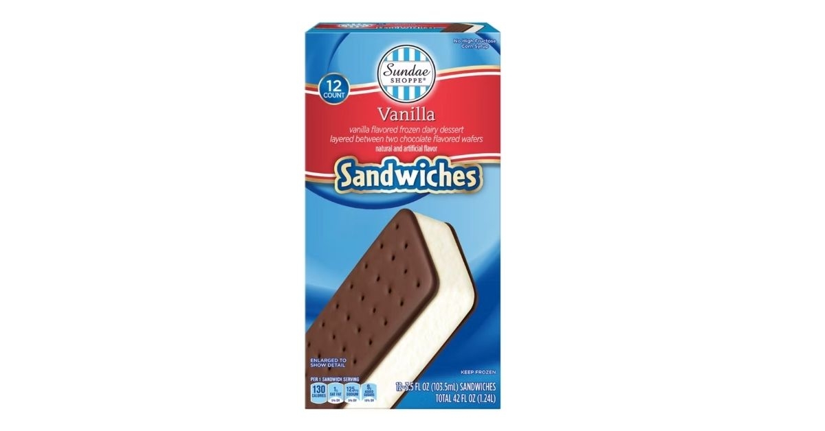 sundae shoppe vanilla frozen dairy dessert sandwiches