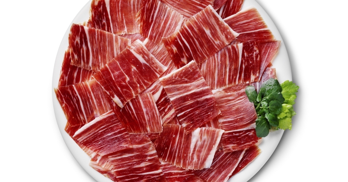 iberico ham dish isolated